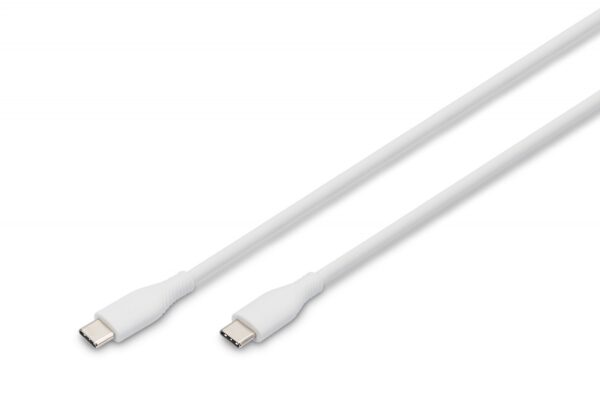 Digitus Kabel połączeniowy silikonowy USB-C - USB-C, USB 2.0 60W, 0,5m Biały