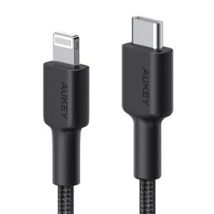 AUKEY CB-CL03 kabel Lightning - USB-C 2m MFi Apple USB-PD nylonowy oplot czarny