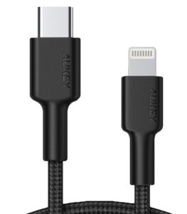 AUKEY CB-CL02 kabel Lightning - USB-C 1,2m MFi Apple USB-PD nylonowy oplot czarny