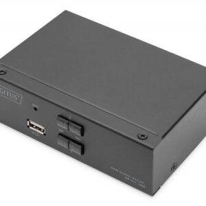 Digitus Przełącznik KVM, 2 portowy, 4K 60Hz, 2xDisplayPort IN, 1xDisplayPort OUT, 2xUSB, 2xAudio IN&OUT