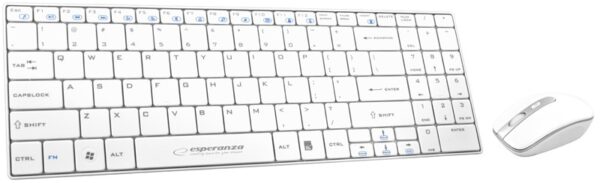 Esperanza ZESTAW BEZPRZEWODOWY KLAWIATURA SLIM + MYSZ 2,4 GHz EK122W LIBERTY BIAŁY