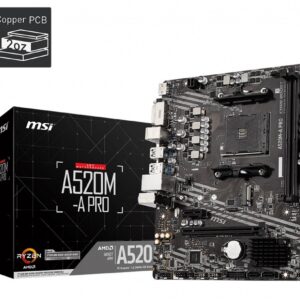 MSI Płyta główna A520M-A PRO AM4 2DDR4 DVI/HDMI USB 3.2 mATX