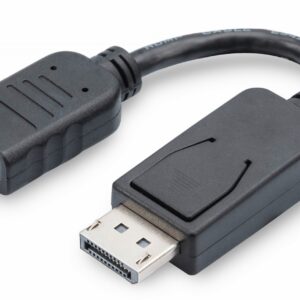 Digitus Kabel adapter Displayport 1.1a z zatrzaskiem Typ DP/HDMI A M/Ż czarny 0,15m