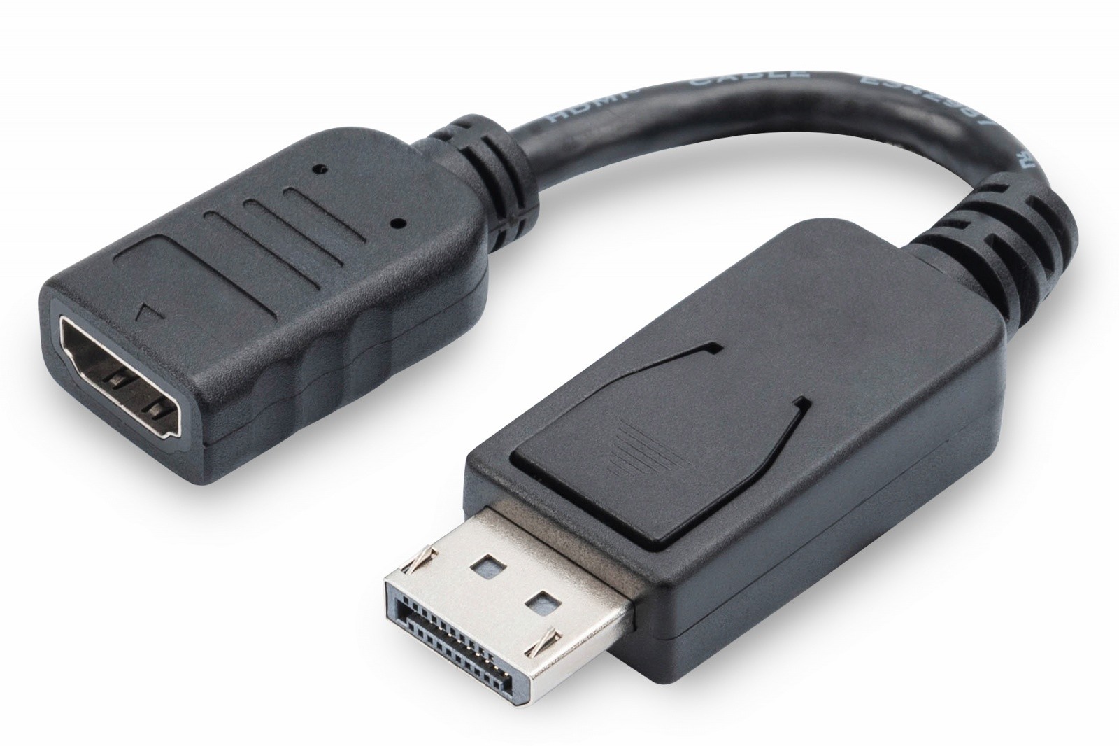 Digitus Kabel adapter Displayport 1.1a z zatrzaskiem Typ DP/HDMI A M/Ż czarny 0,15m