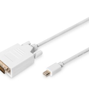Digitus Kabel adapter Displayport 1080p 60Hz FHD Typ miniDP/DVI-D (24+1) M/M biały 2m