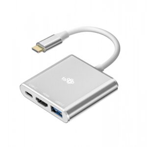 TB Adapter HUB USB C 3w1 - HDMI, USB, PD srebrny
