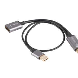 Lanberg Adapter HDMI(M)-Displayport(F)4K na kablu 20cm srebrny