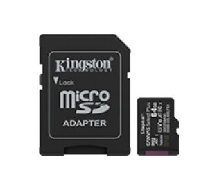 Kingston Karta pamięci microSD 64GB Canvas Select+ G3 100MB/s Adapter