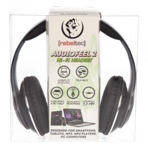 Rebeltec Słuchawki stereo z mikrofonem, 4pin mini jack AUDIOFEEL2 BLACK