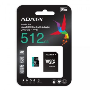 Adata Karta pamięci microSD Premier Pro 512 GB UHS1 U3 V30 A2 + adapter