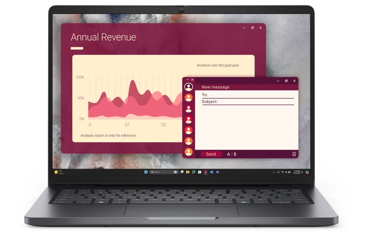 Dell Laptop Dell Pro 14 PC14250 W11P C5 120U/16GB/512GB/14.0 FHD+/INT/FgrPr/FHD/IRCam/Mic/WLAN+BT/BcklKb/3C/3YPS Magnetite color, textured finish