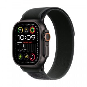 Apple Watch Ultra 2 GPS + Cellular, koperta 49 mm z tytanu w kolorze czarnym z opaską Alpine L w kolorze ciemnozielonym